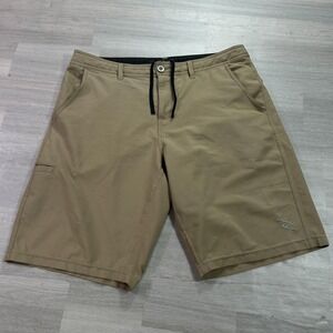 DaHui Shorts Mens 34 Beige Chino Hybrid Stretch Drawstring 11 Inch Inseam Casual